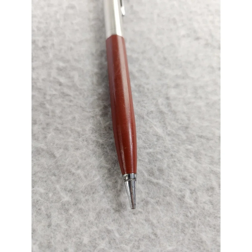 Vintage Parker Mechanical Pencil Red Silver Ribbed Textured Writing Utensil